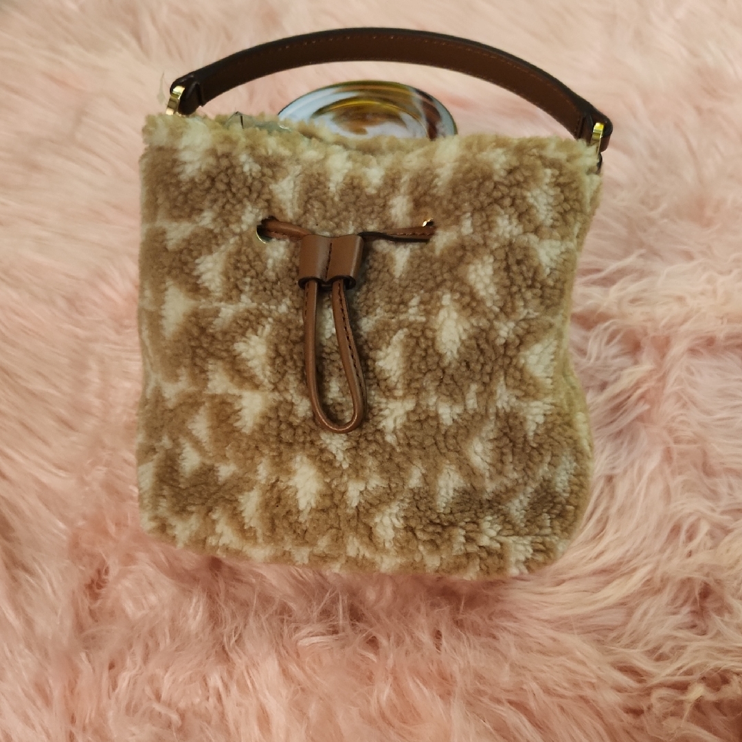Elegant Tan Shearling Mini Bag Micheal Kors